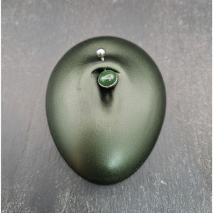 Piercing para el ombligo de jade natural - Calibre 14 - Acero quirúrgico - Anillo para el ombligo de nefrita