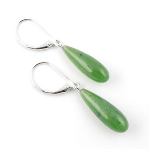 Canadian Nephrite Jade Drop Earrings (available in silver and vermeil)