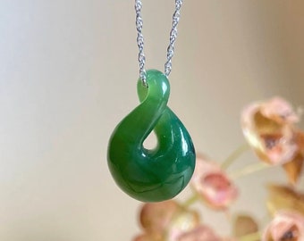 Jade Infinity Twist Pendant, .75" Canadian Cassiar Jade