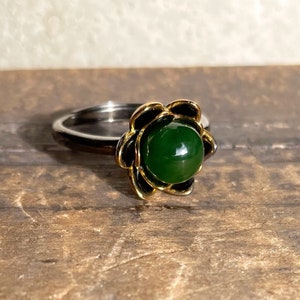AA Nephrite Jade Ring, Oxidized Silver