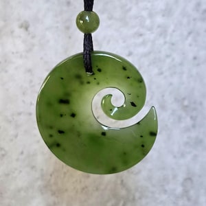 Jade Koru Pendant, Canadian Nephrite Jade