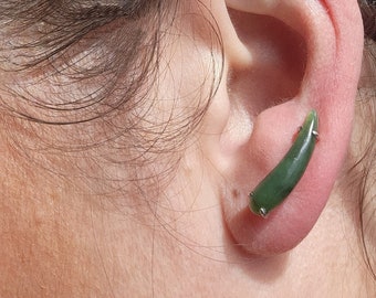 Canadian Jade Ear Climbers Earrings On Sterling Silver