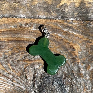 Jade Dog Bone Charm - Green Canadian Nephrite Jade