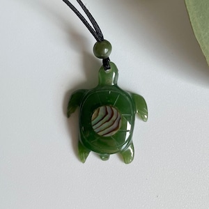 Canadian Nephrite Jade Turtle and Abalone Pendant