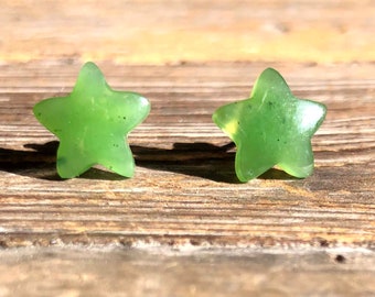 Canadian Nephrite Jade Star Stud Earrings