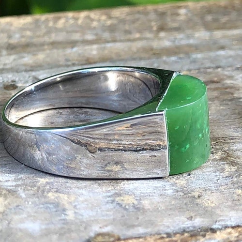 Canadian Nephrite Jade Wide Band Ring Etsy