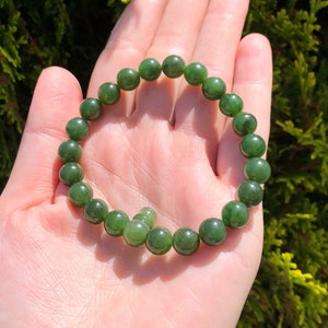 100% Natural Canadian Nephrite Jade Mala Bracelet, 8mm