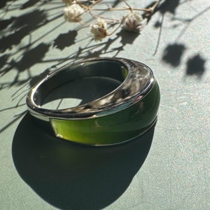 Canadian Jade Ring, Set in Sterling Silver -Sizes 7-9