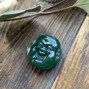 Canadian Nephrite Jade Happy Buddha Face, 23mm (sold individually)