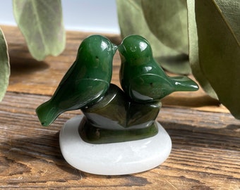 Jade Lovebirds 50mm - 35th Wedding Anniversary - Canadian Jade available on assorted bases