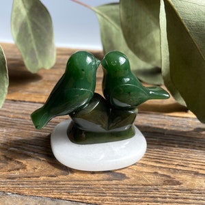 Jade Lovebirds 50mm - 35th Wedding Anniversary - Canadian Jade available on assorted bases