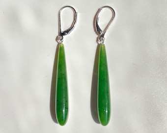 Long Drop Jade Earrings - 40mm - Canadian Nephrite Jade
