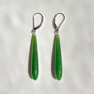 Long Drop Jade Earrings - 40mm - Canadian Nephrite Jade
