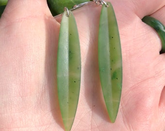 Long Drop Jade Earrings 54mm, Canadian Nephrite Jade