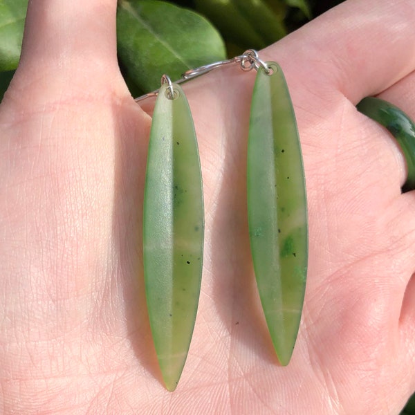Long Drop Jade Earrings 54mm, Canadian Nephrite Jade