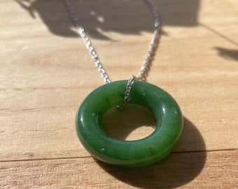 Bright Green Jade Pendant - 25mm