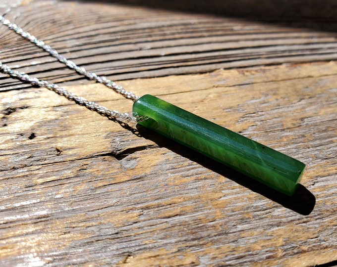 Sleek Canadian Nephrite Jade Drop Pendant Etsy