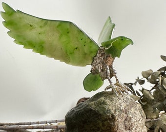 Canadian Jade Eagle on Jade Base, Wing Span 4"