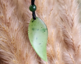 Jade Leaf Pendant, 100% Natural Canadian Nephrite Jade