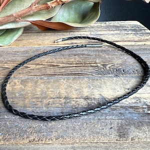 Black Leather Cord 18&quot; with Stainless Steel Buckle