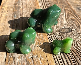 Jade Frog Carving, Canadian Nephrite Jade (multiple sizes available)