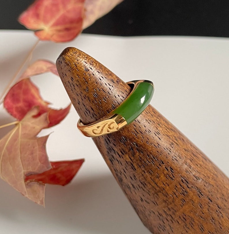 Canadian Jade Ring, Set in Vermeil, Sizes 4-10 image 2