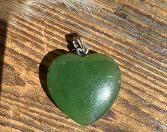 Canadian Jade Heart Pendant, Stainless Bail