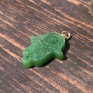 Canadian Jade Hamsa Hand Pendant, 25mm