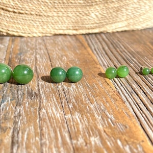 Round Jade Stud Earrings - Canadian Nephrite Jade 4mm/6mm/8mm/10mm
