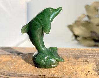 Jade Dolphin Figurine, Canadian Nephrite Jade (available in 2 sizes)