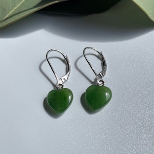 Canadian Nephrite Jade Earrings, Heart 2509