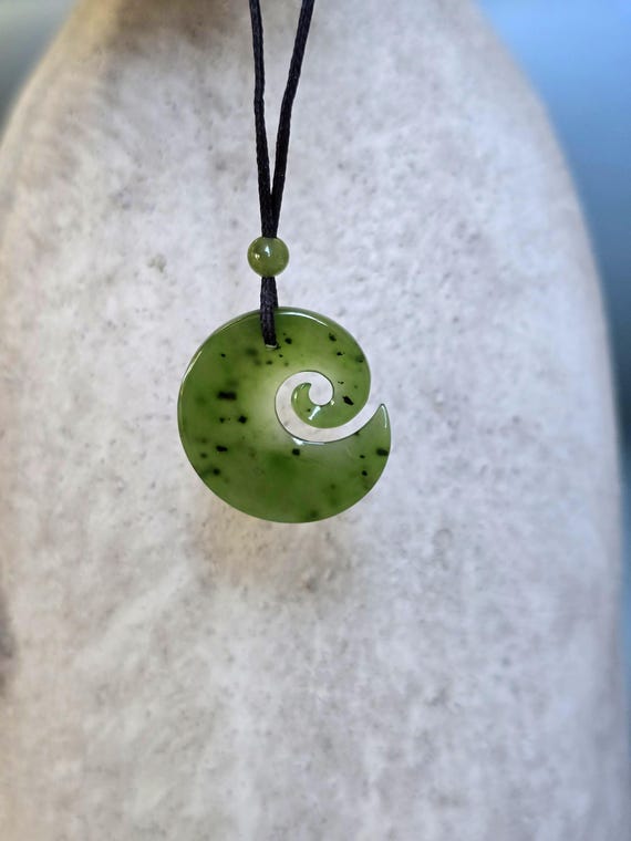 Jade Koru Pendant, Canadian Nephrite Jade