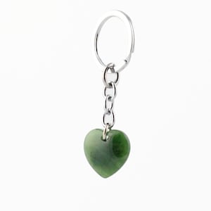 Jade Heart Keychain, Canadian Nephrite Jade