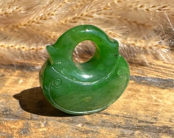 Bright Green Polar Jade Money Bag Pendant - 21mm