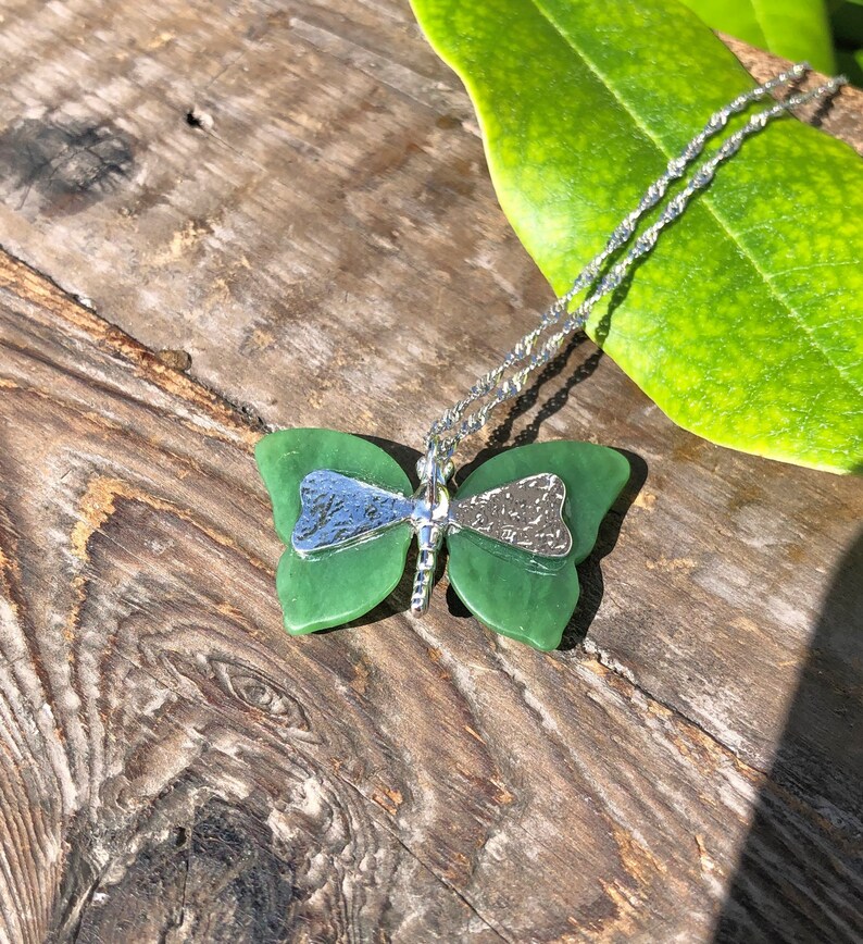 Green Jade Butterfly Pendant Canadian Nephrite Jade and Etsy