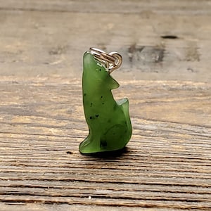 Jade Wolf Charm, 17mm Carved out of Canadian Jade