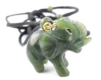 Canadian Nephrite Jade Pendant, Elephant