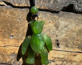 Canadian Polar Jade Teddy Bear Pendant