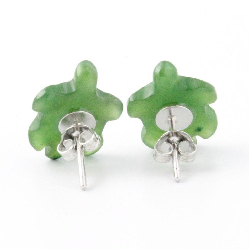 Canadian Nephrite Jade Earrings, Turtle image 6