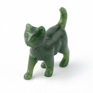 Canadian Nephrite Jade Carving, Cat Walking