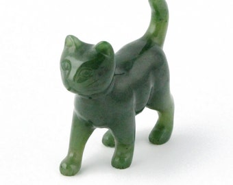 Canadian Nephrite Jade Carving, Cat Walking