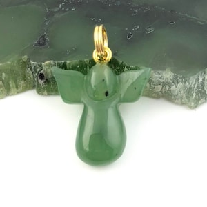 Jade Angel Charm, Canadian Nephrite Jade 15mm