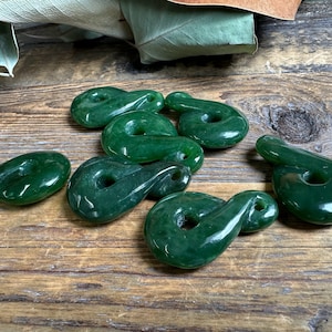 Dark Green Nephrite Jade Infinity Twist, 1.75&quot; (sold individually)
