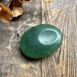 Green Jade Worry Stone. 1.75&quot; Satin Finish