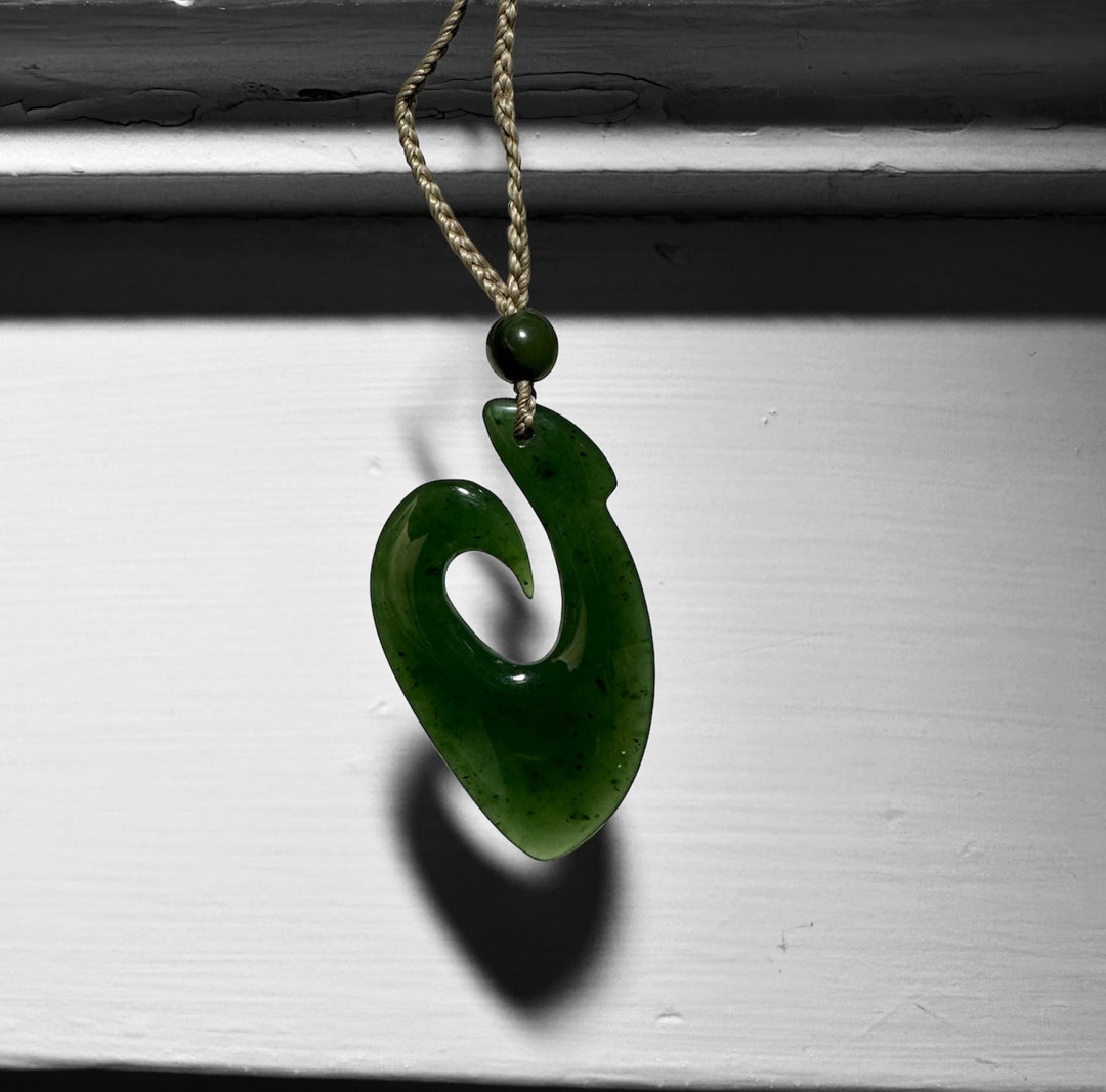 Dark Green Jade Fish Hook Pendant, Canadian Jade 1.5 Etsy
