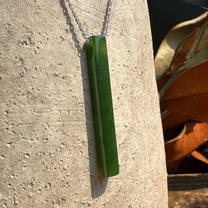 New Size Sleek Canadian Nephrite Jade Drop Pendant, 1.75&quot;