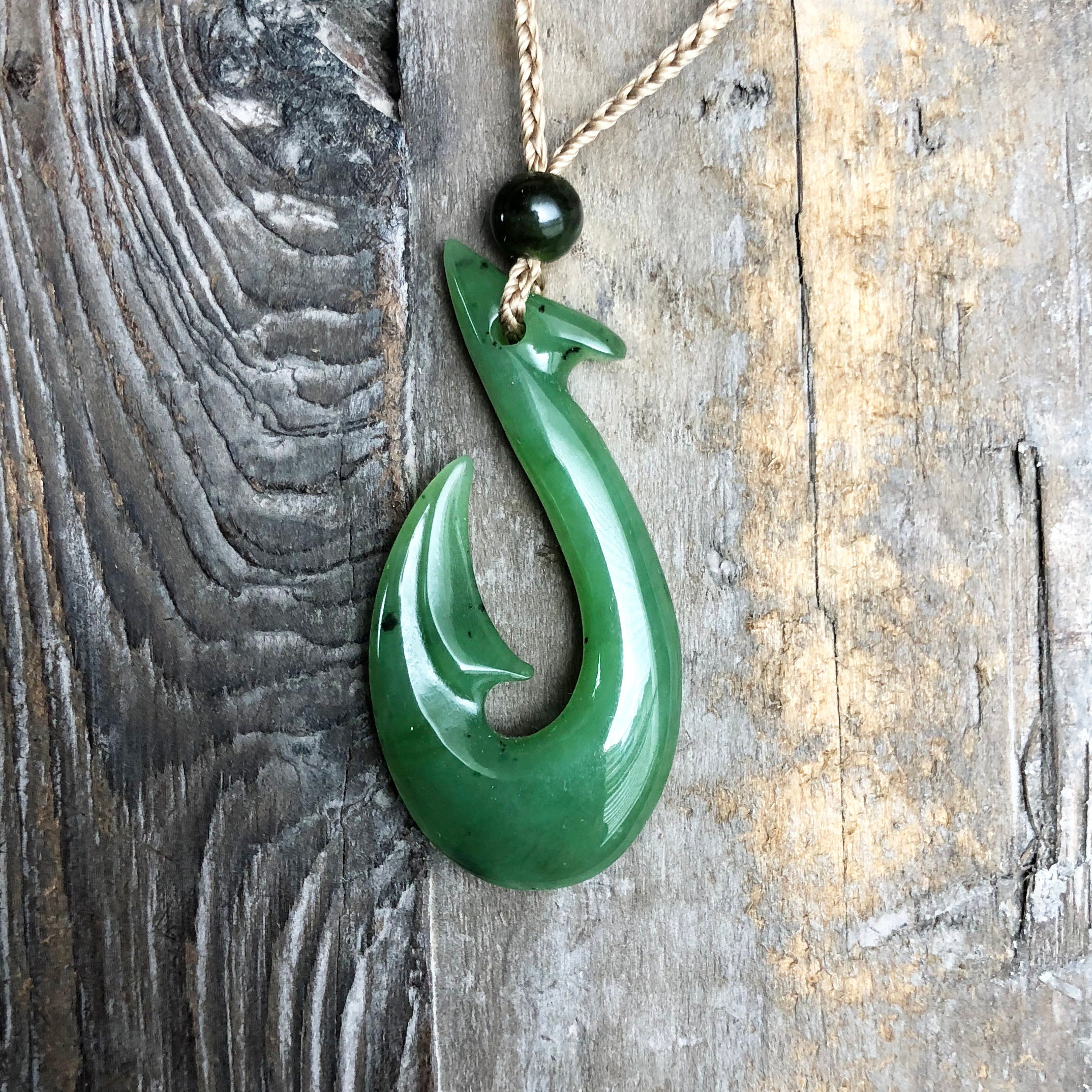 Vintage Sterling Silver Nephrite Fish Hook Pendant With Chain – Walker &  Hall