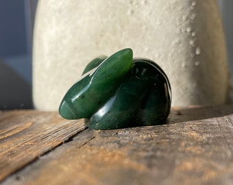 Green Jade Bunny, Carved out of Canadian Nephrite Jade
