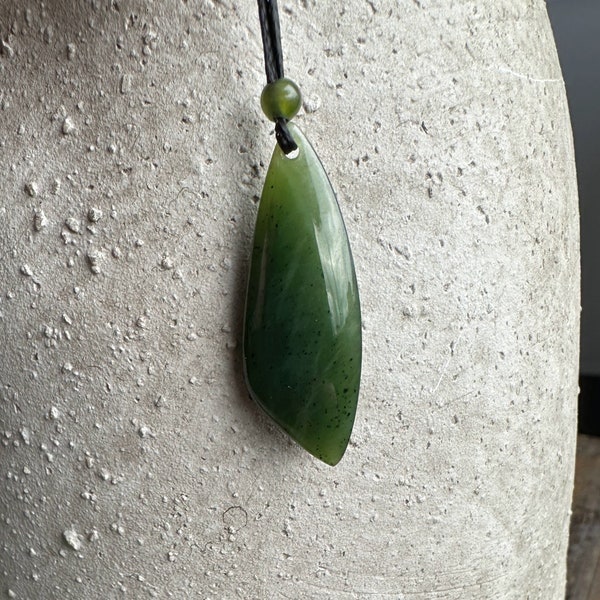 Green Jade Drop Pendant - Nephrite Jade 1.4"