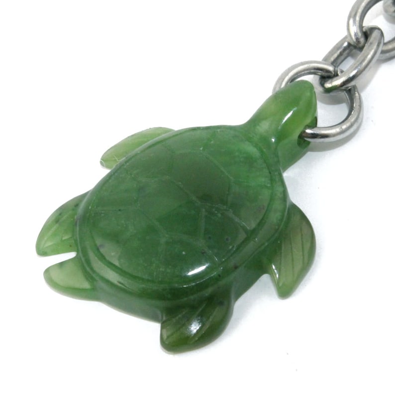 Canadian Nephrite Jade Keychain Turtle 30mm Etsy